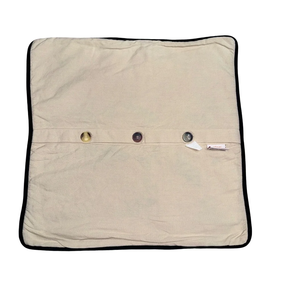 Catstudio Michigan State Hand Embroidered Pillow Cover 19x19 Cream Condition